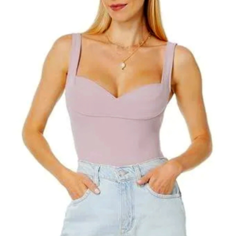 Free People Dusk til Dawn Bodysuit sz MED in Dusty Pink​​​​ - Picture 2 of 15